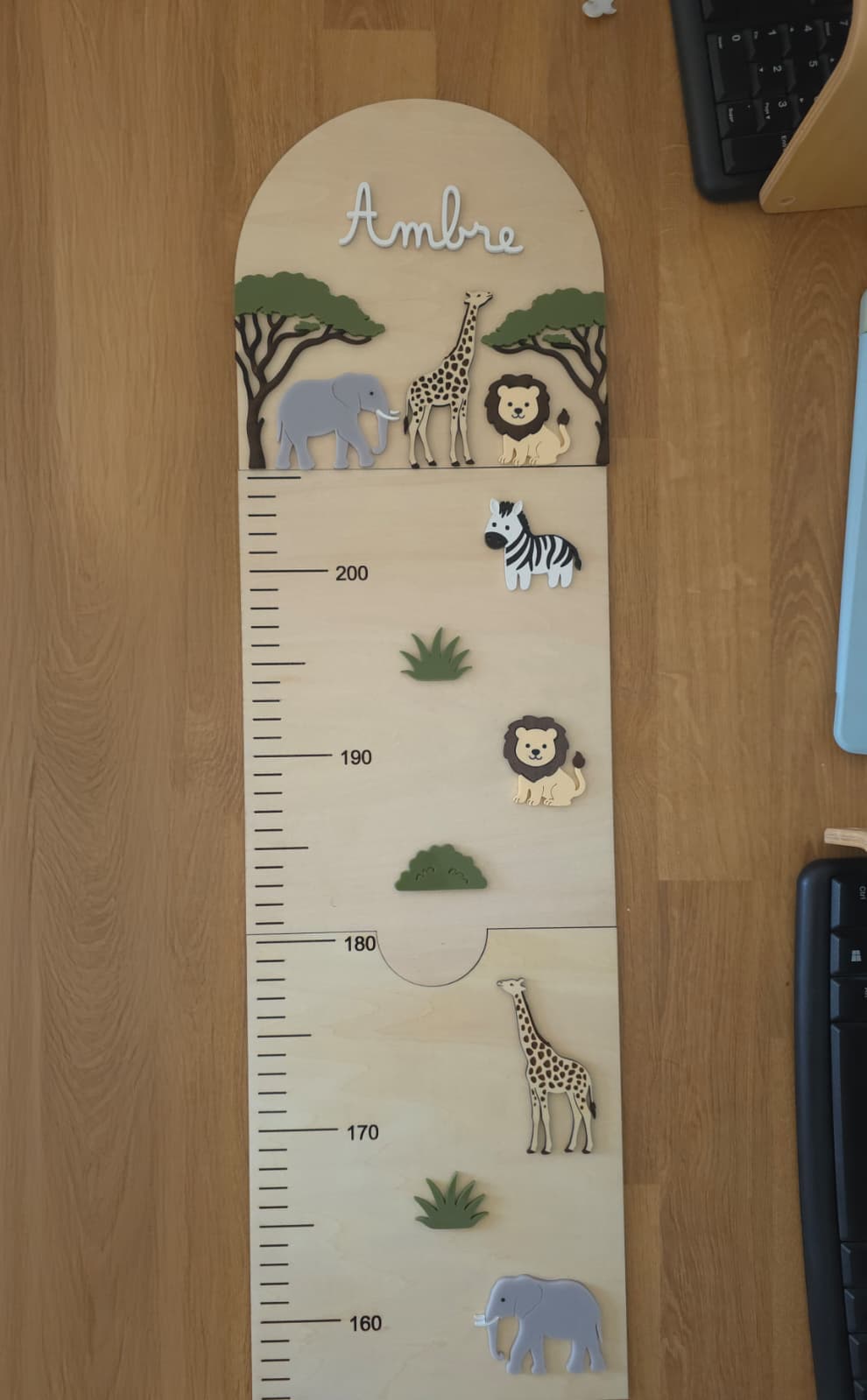 Toise de croissance personnalisée thème Safari avec prénom